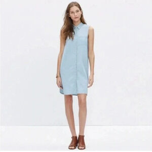 Madewell Chambray Sleeveless Shirt Dress | XS
